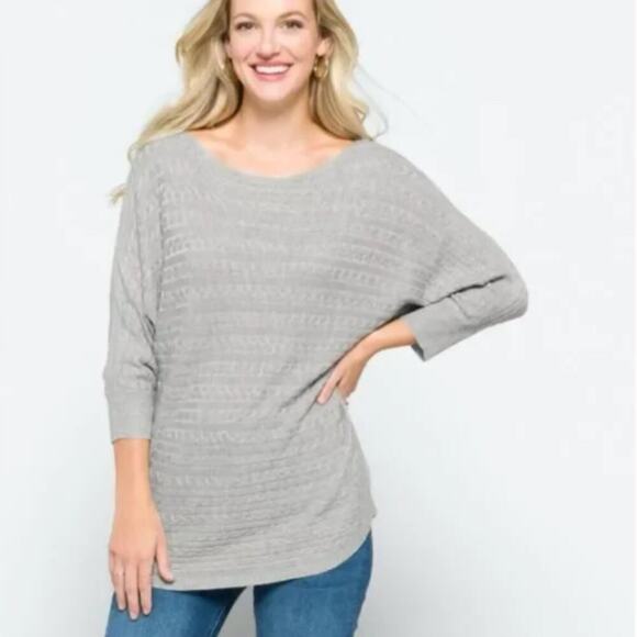 NWT Market & Spruce Reviera Cable Knit Dolman Pullover Grey Size XL - Picture 1 of 11